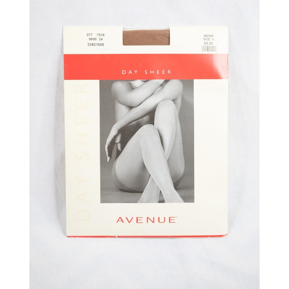 Avenue Day Sheer Pantyhose Women Size A Beige New Vintage Sandalfoot Hosiery